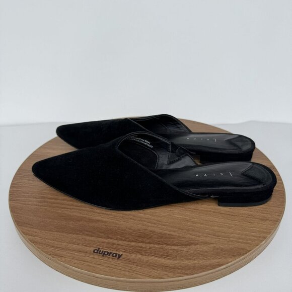 Leith‎ Black Pointed-Toe Slip-On Suede Leather Mules Flats Shoes Womens Size 6 - Picture 3 of 7